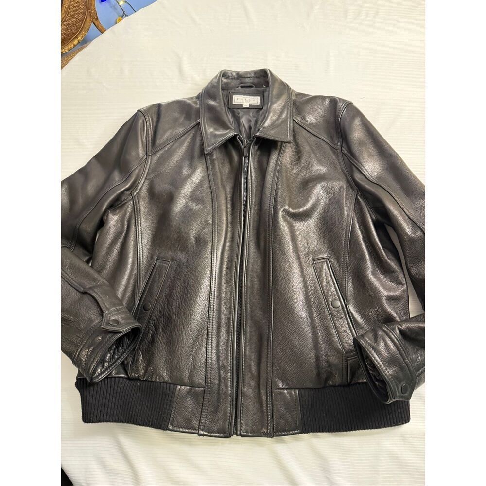 Pelle Studio Men’s Black Leather Bomber Vintage Jacket Size XXL